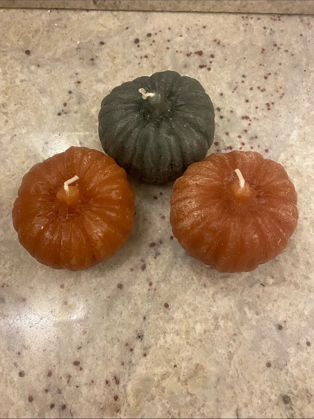 Pottery Barn set of 3 unscented decorative pumpkins Ea about 2.5 in across NWT